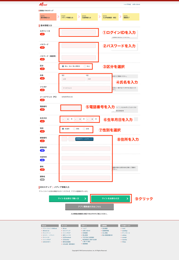 基本情報入力